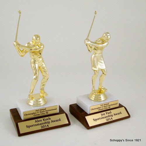 Golf Trophy on Marble and Wood Base-Trophies-Schoppy's Since 1921