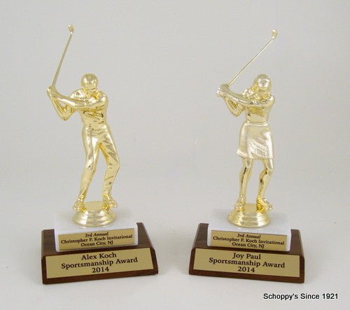 Golf Trophy on Marble and Wood Base-Trophies-Schoppy's Since 1921