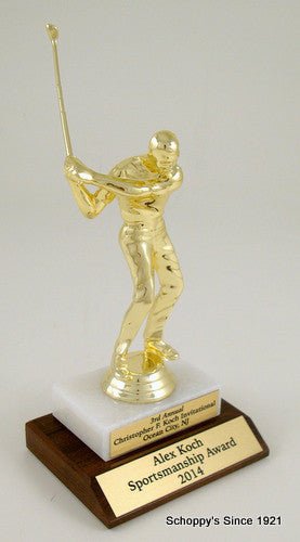 Golf Trophy on Marble and Wood Base - Schoppy's Since 1921