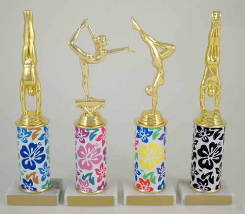 Gymnastics Trophy with Hawaiian Print Custom Round Column-Trophies-Schoppy's Since 1921