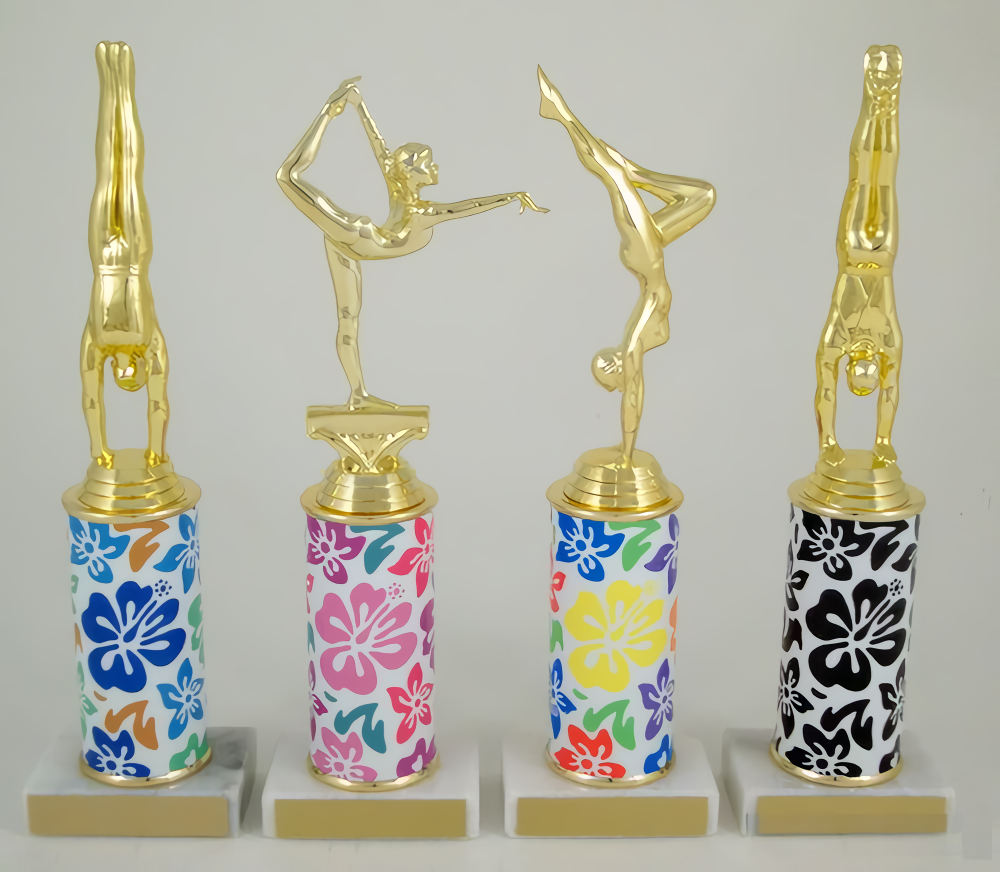 Gymnastics Hawaiian Print Custom Column Trophy