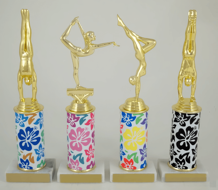 Gymnastics Hawaiian Print Custom Column Trophy - Schoppy&