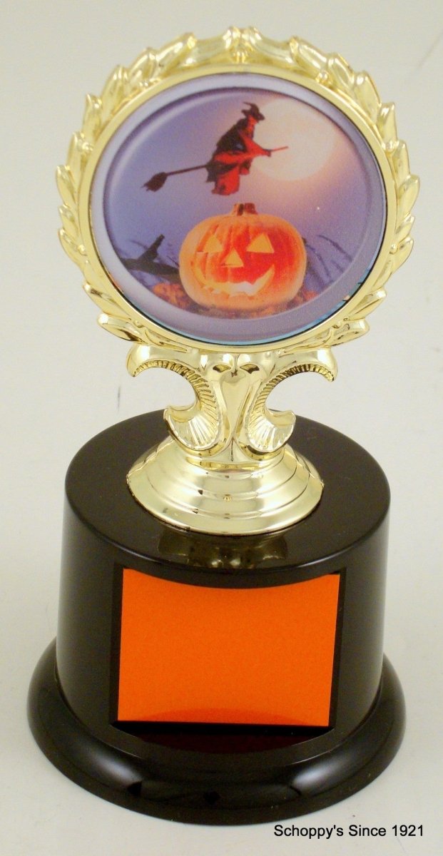 Halloween Trophy With Logo on Black Round Base - Schoppy's Since 1921