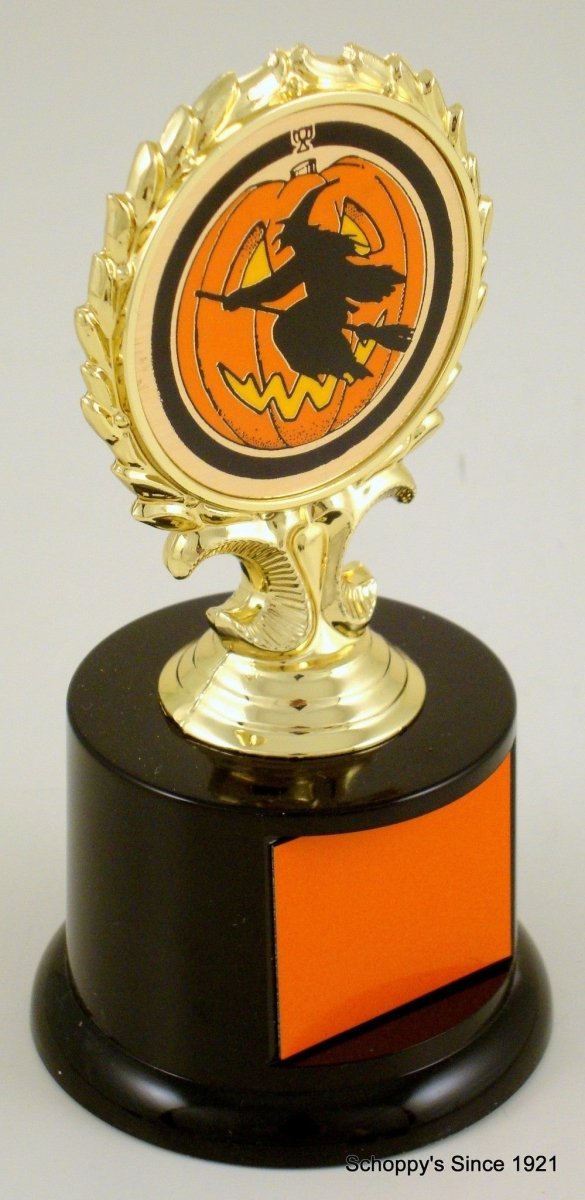 Halloween Trophy With Logo on Black Round Base - Schoppy's Since 1921