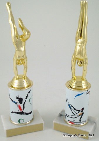 Handstand Trophy with Custom Round Column-Trophies-Schoppy's Since 1921