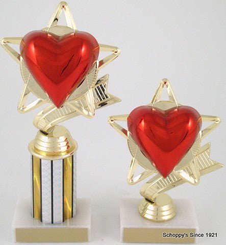 Heart Star Trophy on 3" Column-Trophies-Schoppy's Since 1921