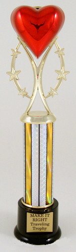 Heart Trophy on Six - Star Riser, Column, and Black Round Base - Schoppy's Since 1921