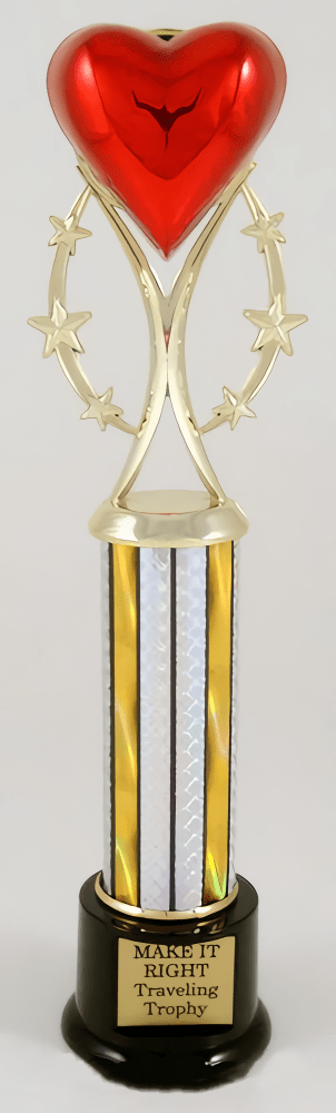 Heart Trophy on Six-Star Riser, Column, and Black Round Base - Schoppy's Since 1921