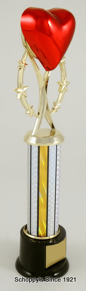 Heart Trophy on Six-Star Riser, Column, and Black Round Base - Schoppy's Since 1921