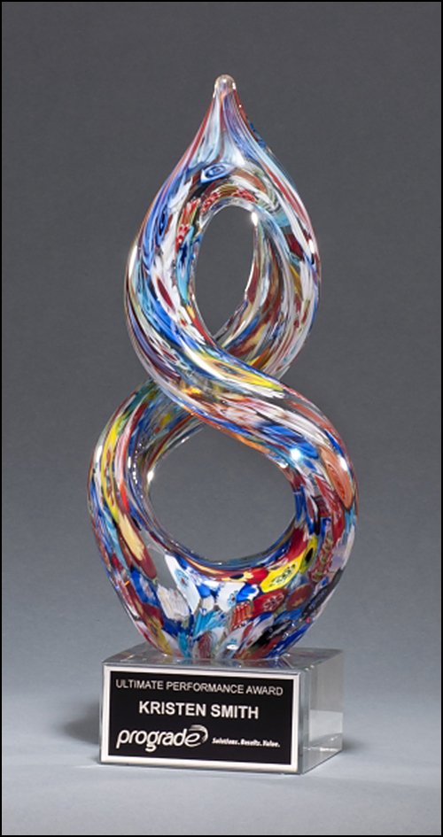 Helix Shaped Multi - Color on Art Glass Award - Schoppy's Since 1921