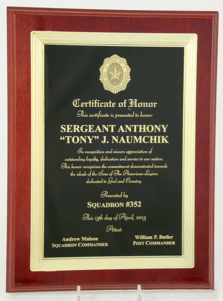 High Gloss Mahogany Gold Frame Plaque - Schoppy&