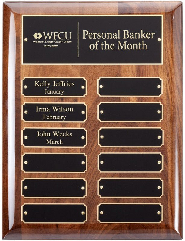 High Gloss Walnut 12 Plate Perpetual Plaque - Schoppy&