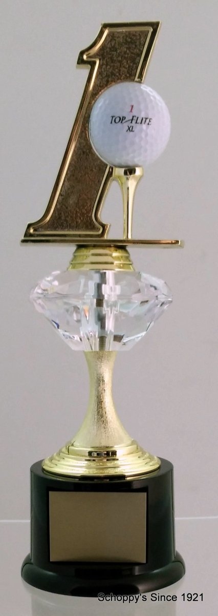 Hole In One Diamond Riser Trophy On Black Round Base - Schoppy's Since 1921