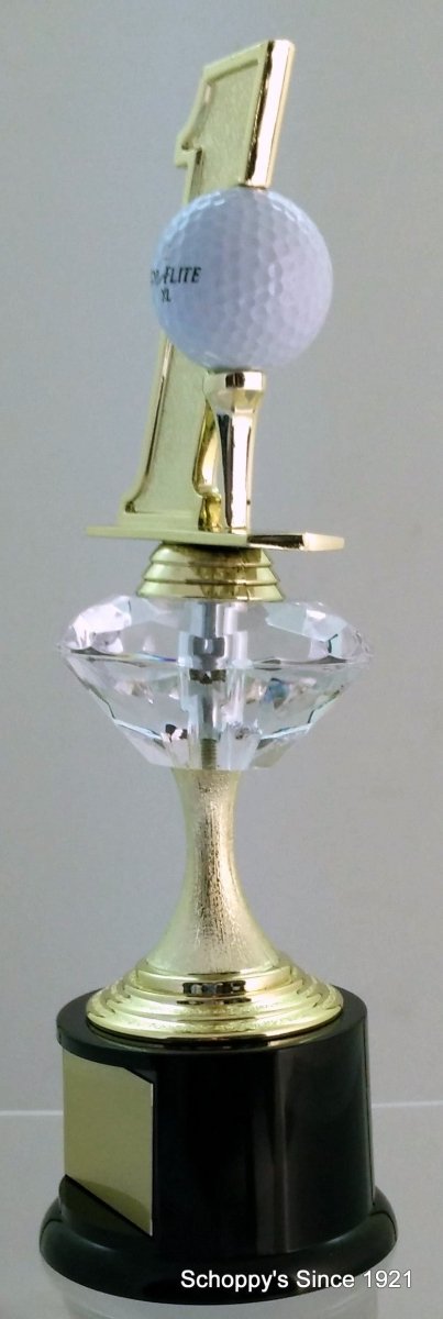 Hole In One Diamond Riser Trophy On Black Round Base - Schoppy's Since 1921