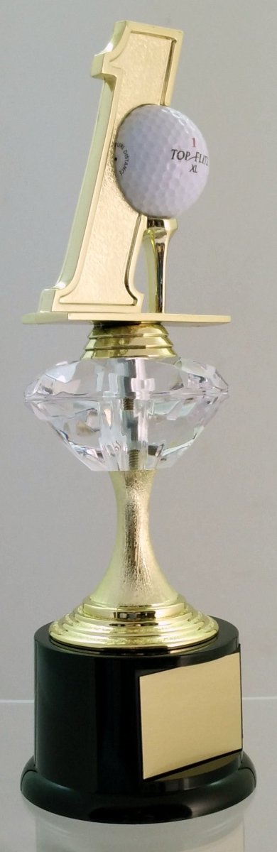 Hole In One Diamond Riser Trophy On Black Round Base - Schoppy's Since 1921