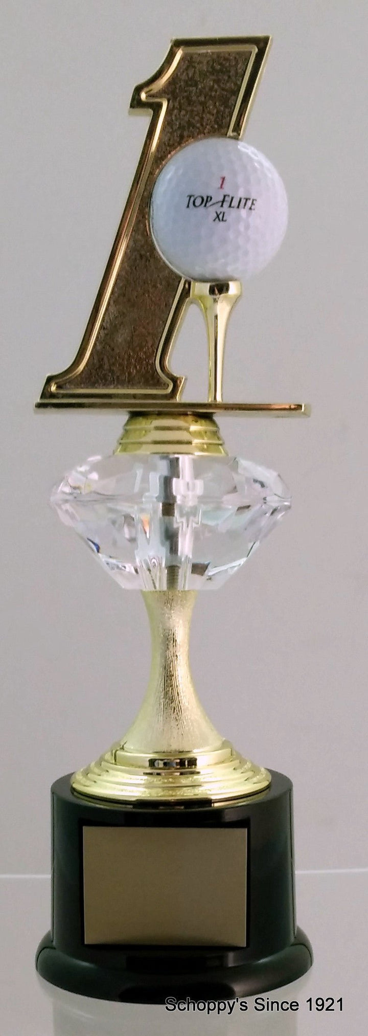 Hole In One Diamond Riser Trophy On Black Round Base-Schoppy's Since 1921