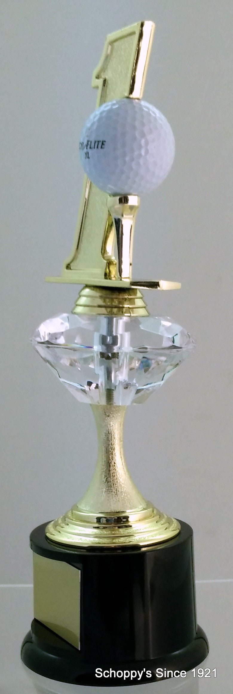 Hole In One Diamond Riser Trophy On Black Round Base-Schoppy's Since 1921