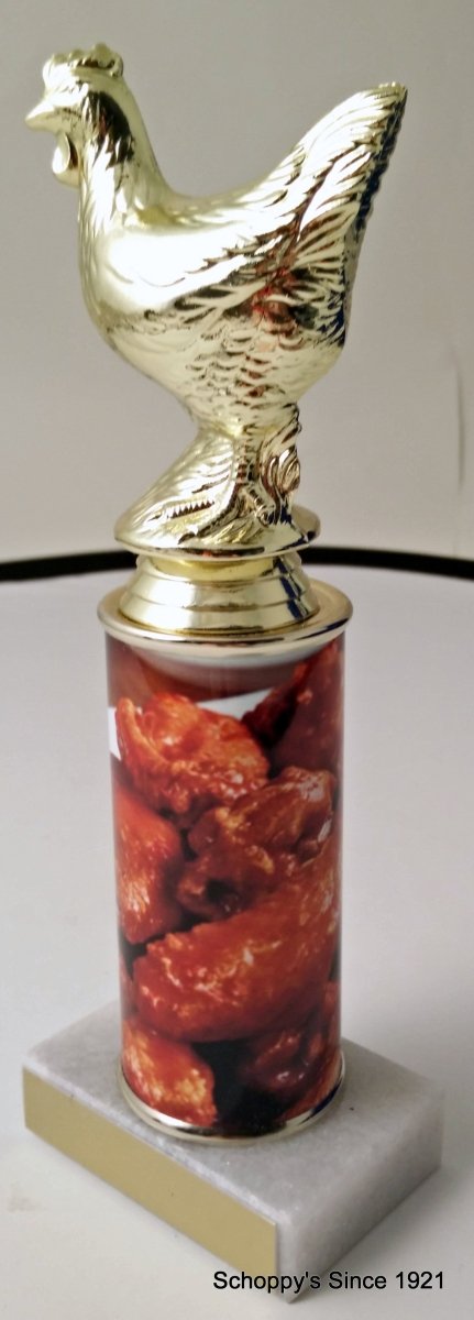 Hot Wing Chicken Figure Custom Column Trophy - Schoppy's Since 1921