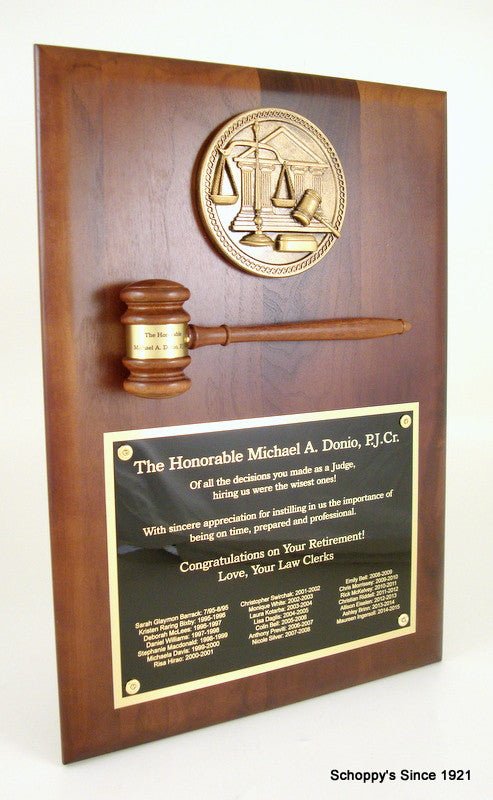 Judge's Gavel Plaque - Schoppy's Since 1921