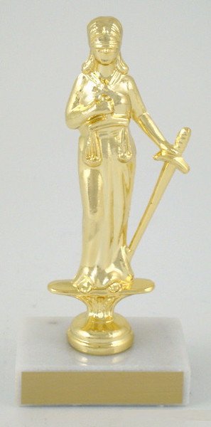 Justice Dye Cast Trophy on White Marble Base - Schoppy's Since 1921