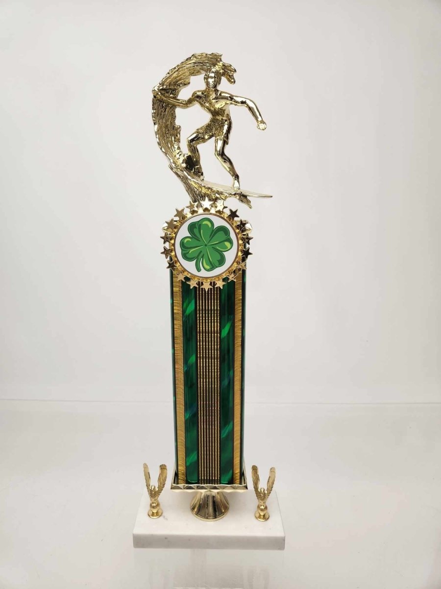 Logo Pedestal Trophy with Two Trim Figures - Schoppy's Since 1921