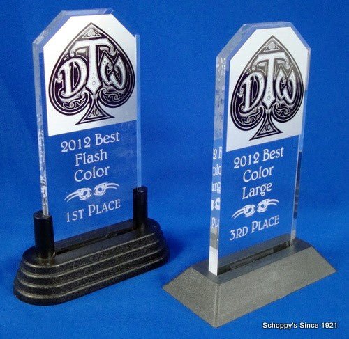 Logo Stand Up Acrylic Trophy Large - Schoppy's Since 1921