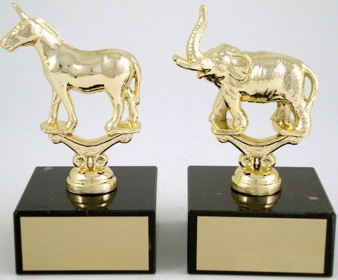 Metal Political Animal Figure Trophy On Black Marble - Schoppy's Since 1921