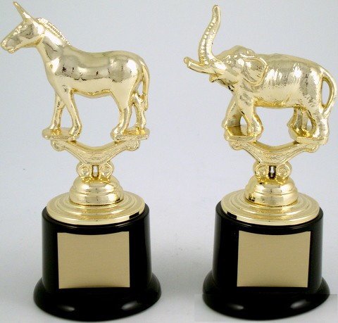 Metal Political Animal Figure Trophy On Black Round Base - Schoppy's Since 1921