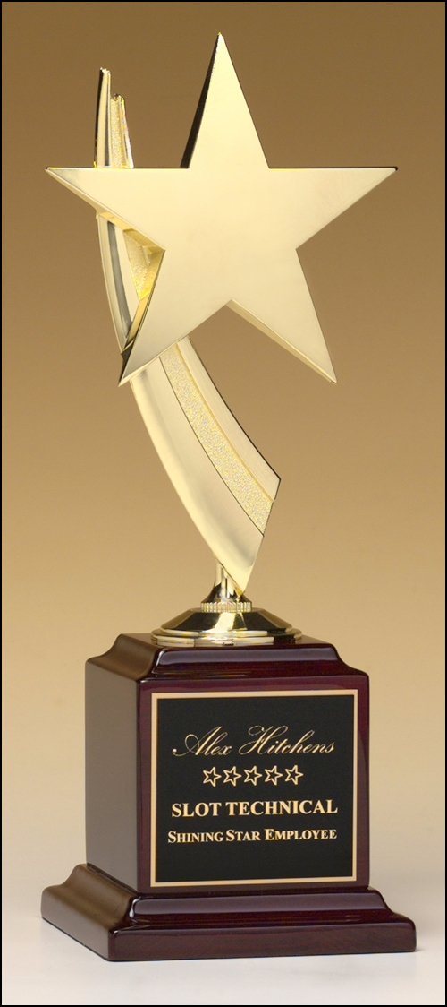 Metal Star Cast Trophy on Rosewood Piano Finish Base - Schoppy's Since 1921