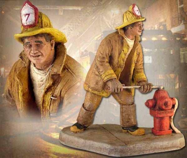 Michael Garman Fireman Statue - Catching the Plug - Tan & Yellow - Schoppy's Since 1921