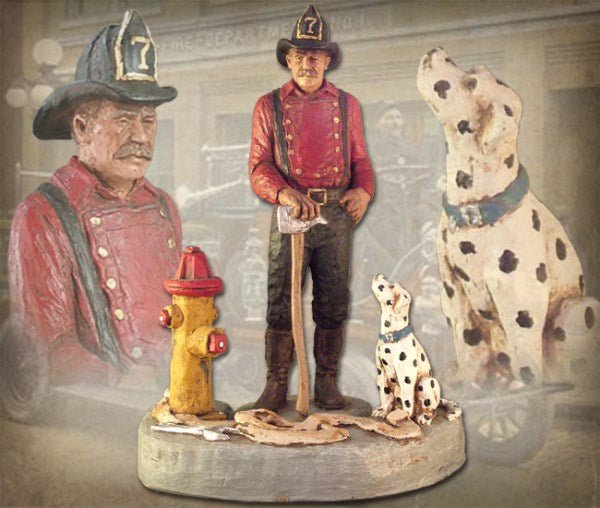 Michael Garman Fireman Statue on Diorama Base - Retired Pieces - Schoppy's Since 1921
