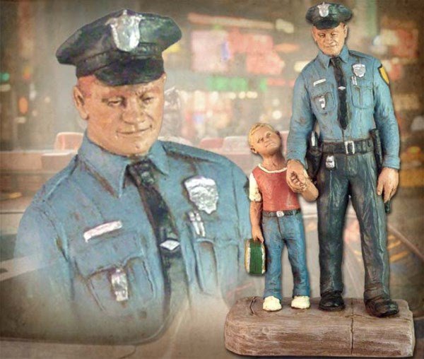 Michael Garman Hand Painted Policeman Statue - To Protect and Serve - Schoppy's Since 1921