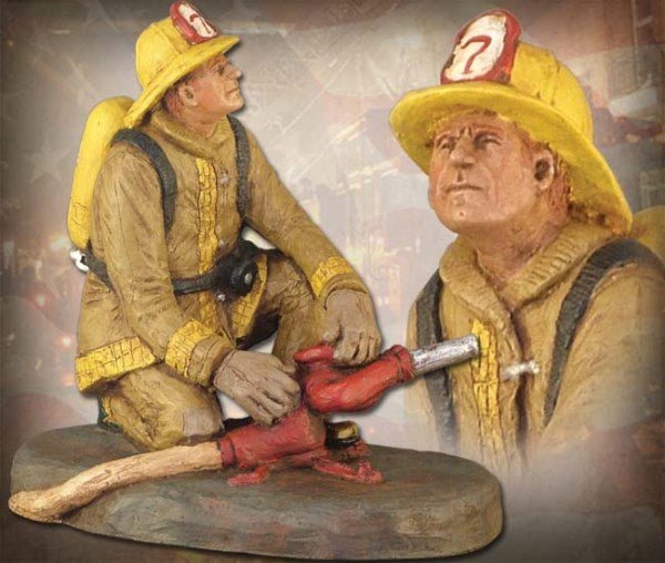 Michael Garman Nozzleman Tan & Yellow Statue - Schoppy's Since 1921