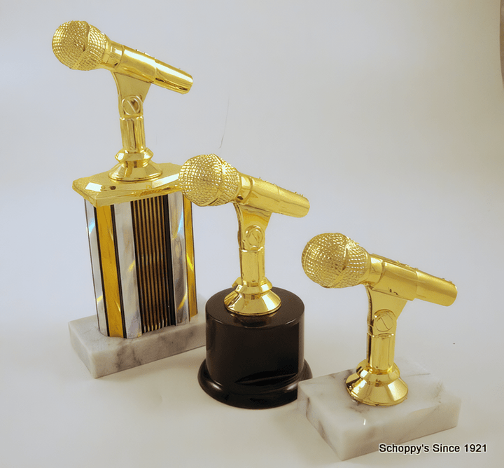 Microphone Trophy on Black Round Base - Schoppy&