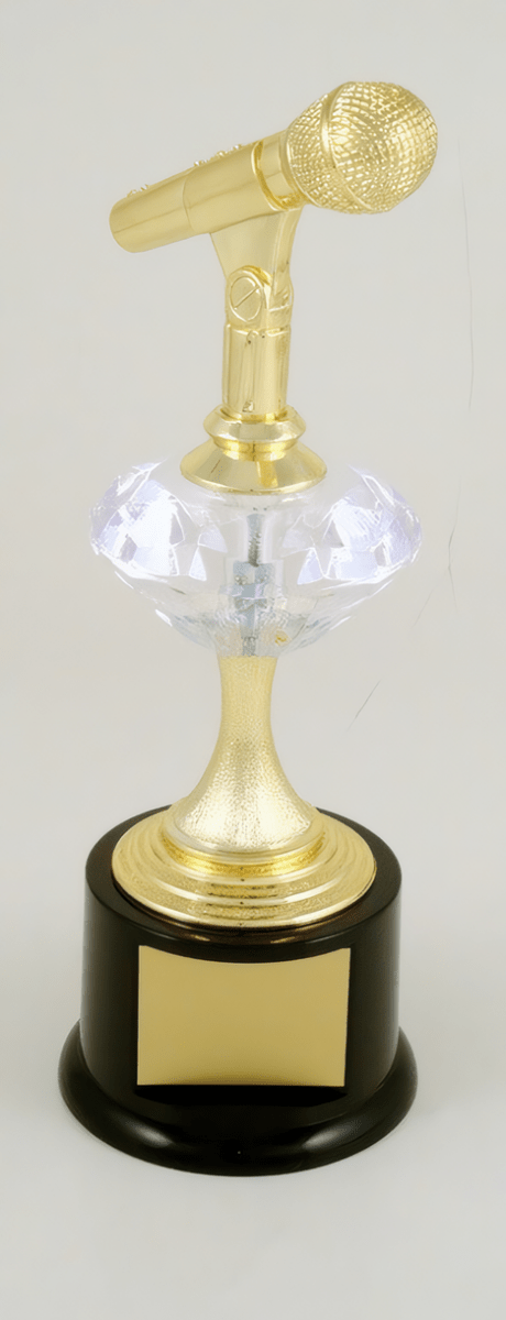 Microphone Trophy on Black Round Base - Schoppy&
