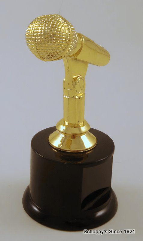 Microphone Trophy on Black Round Base - Schoppy&