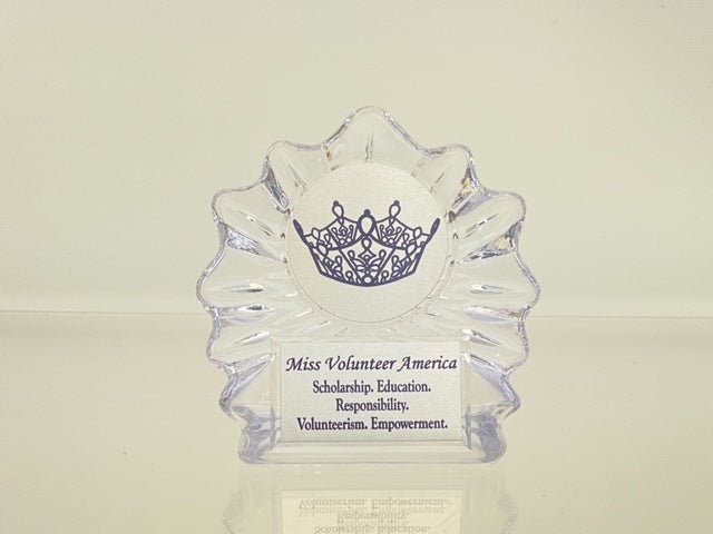 Miss Volunteer America's Clear Flame Ice Logo Trophy - Schoppy's Since 1921