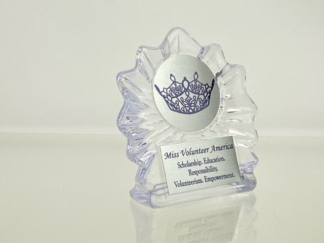 Miss Volunteer America's Clear Flame Ice Logo Trophy - Schoppy's Since 1921