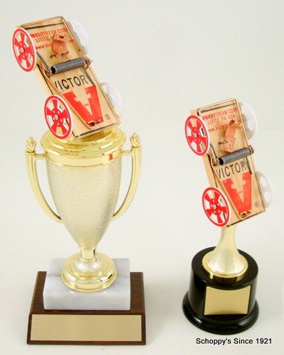 Mouse Trap Racing Cup Trophy on Marble and Wood Base-Trophies-Schoppy's Since 1921