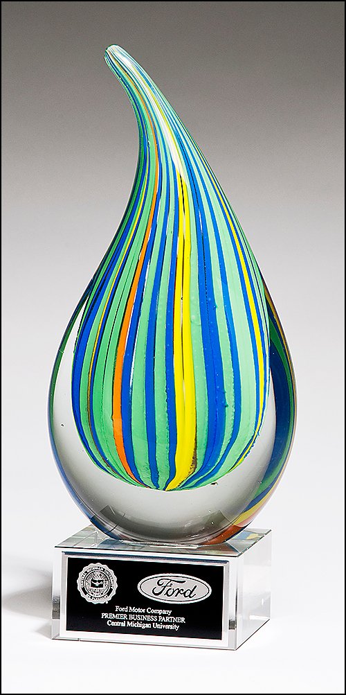 Multi Color Droplet Art Glass with Glass Base - Schoppy's Since 1921