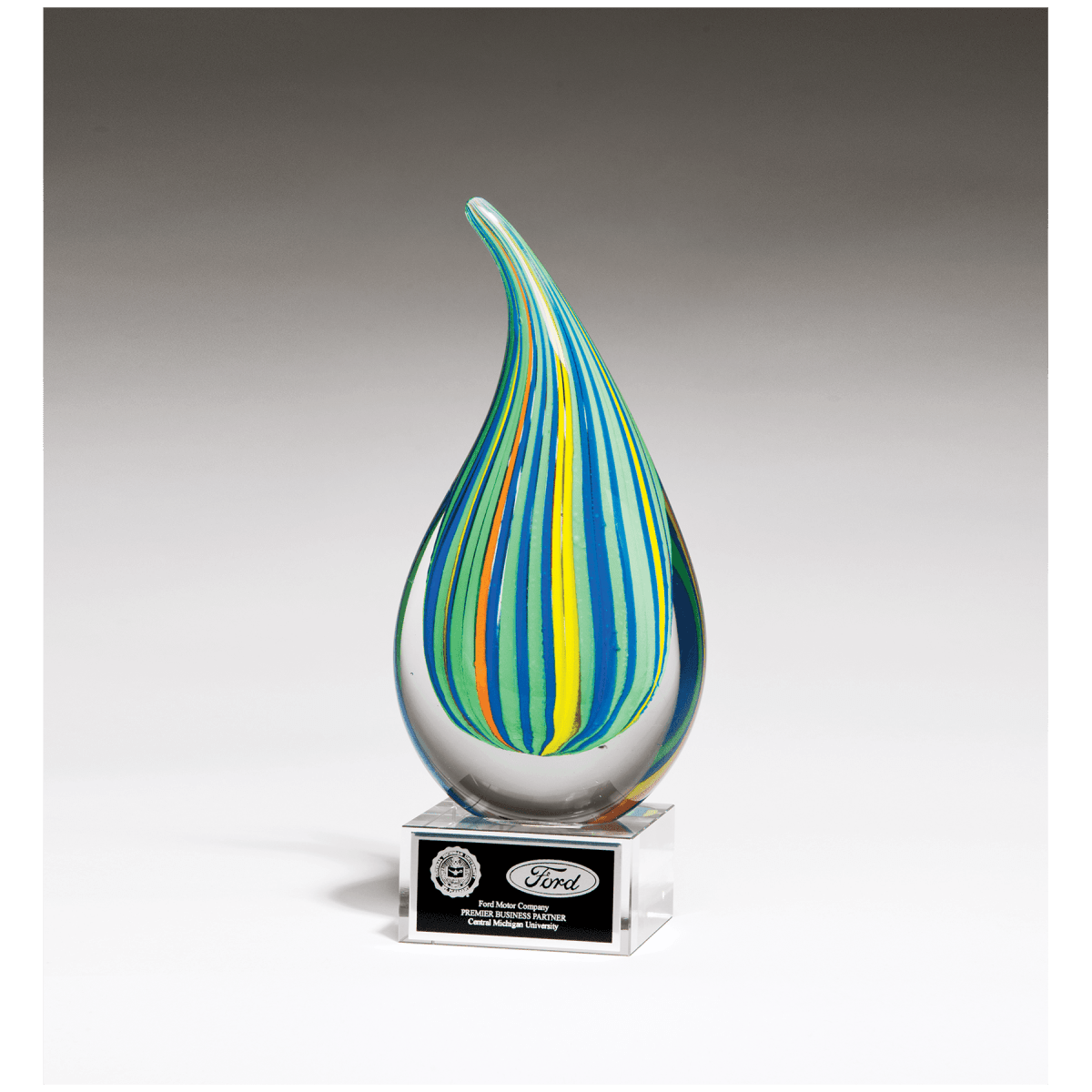 Multi Color Droplet Art Glass with Glass Base - 8.25" Tall - Schoppy's Since 1921