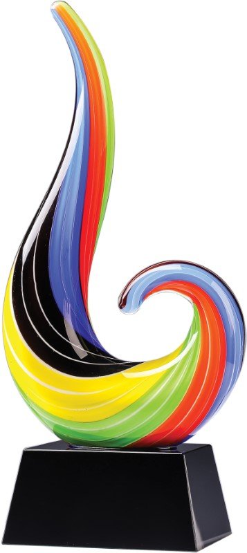 Multi Color Flame Art Glass Award - Sizes - 9" &amp; 11" Tall - Schoppy&