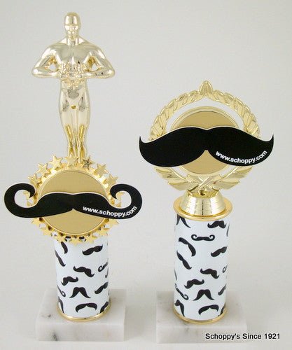 Mustache Achievement Trophy on Original Metal Roll Column - Schoppy's Since 1921