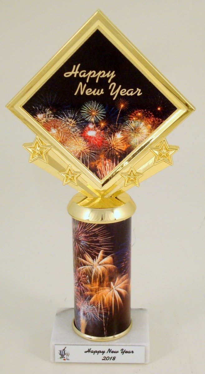 New Years Custom Column Star Diamond Logo Trophy - Schoppy's Since 1921