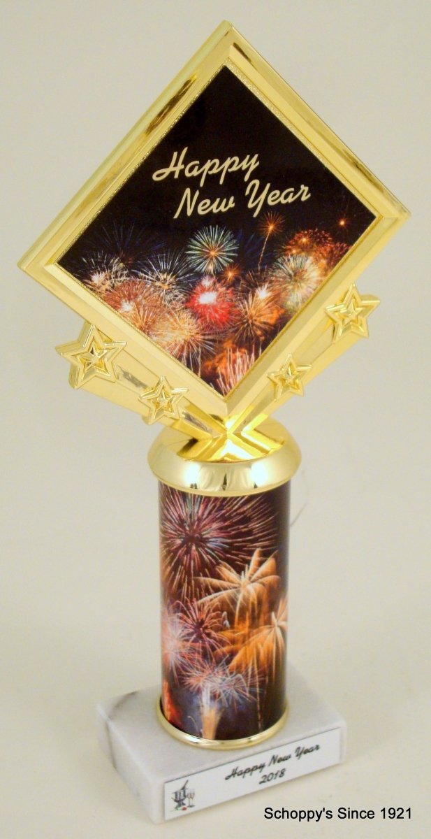 New Years Custom Column Star Diamond Logo Trophy - Schoppy's Since 1921