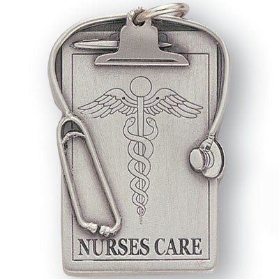 Nurses Care Sculptured Genuine Pewter Key Chain - Schoppy's Since 1921