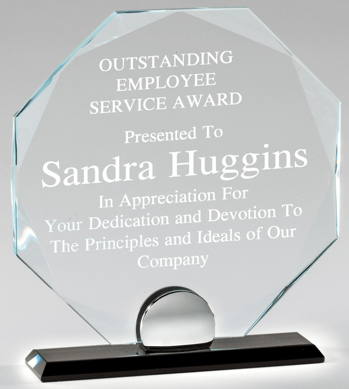 Octagon Crystal Award with Black Base - Schoppy's Since 1921