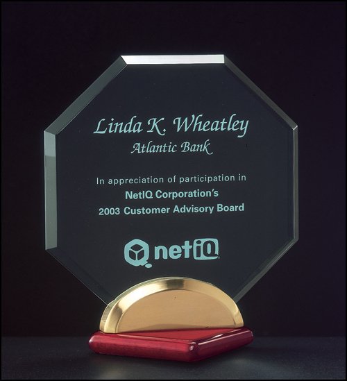 Octagon Series Acrylic Award On Rosewood Piano Base - Schoppy's Since 1921