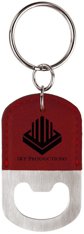 Oval Laserable Leatherette Bottle Opener Keychain - Schoppy's Since 1921