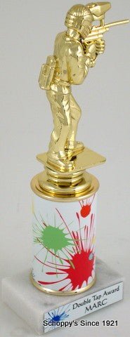 Paintball Trophy On Splatter Round Column-Trophies-Schoppy's Since 1921